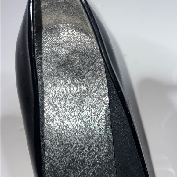 Stuart Weitzman Glossy Black Peep-Toe Heels - Picture 2 of 10